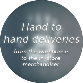 Hand to hand deliveries from the warehouse to the in-store merchandiser